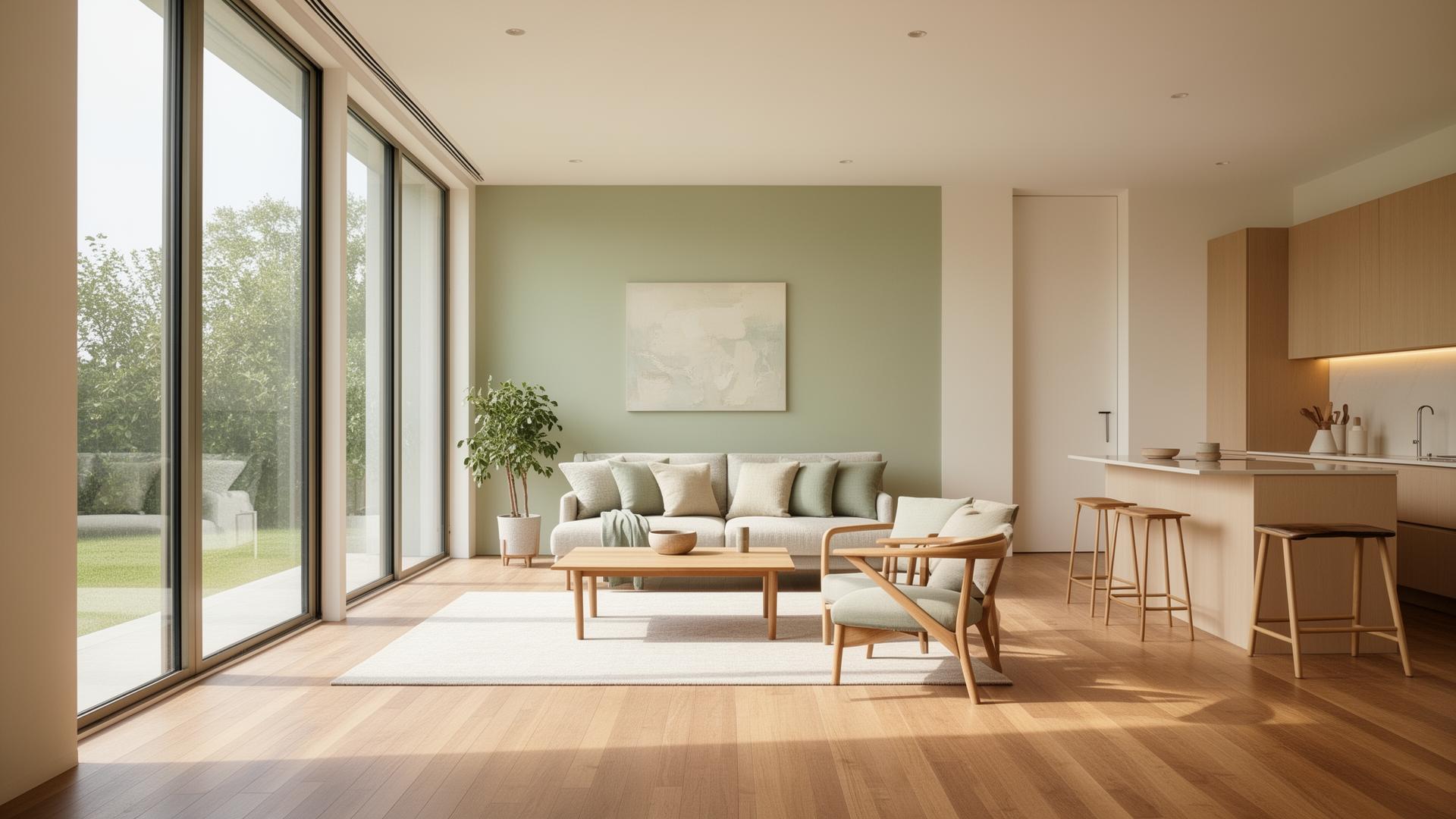 Sunlit open house living room